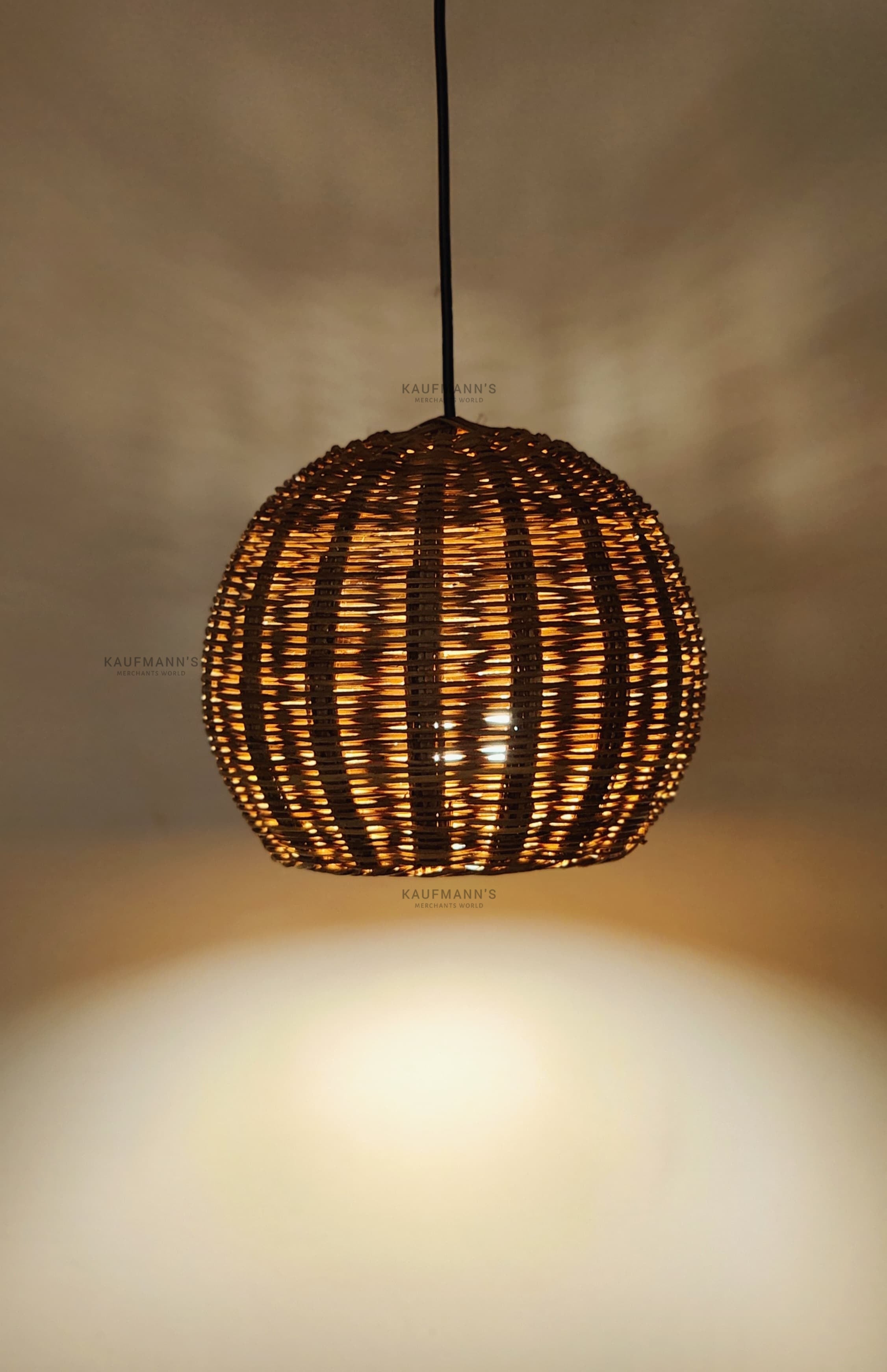 Bamboo Woven Lampshades with Bulb Holder Set