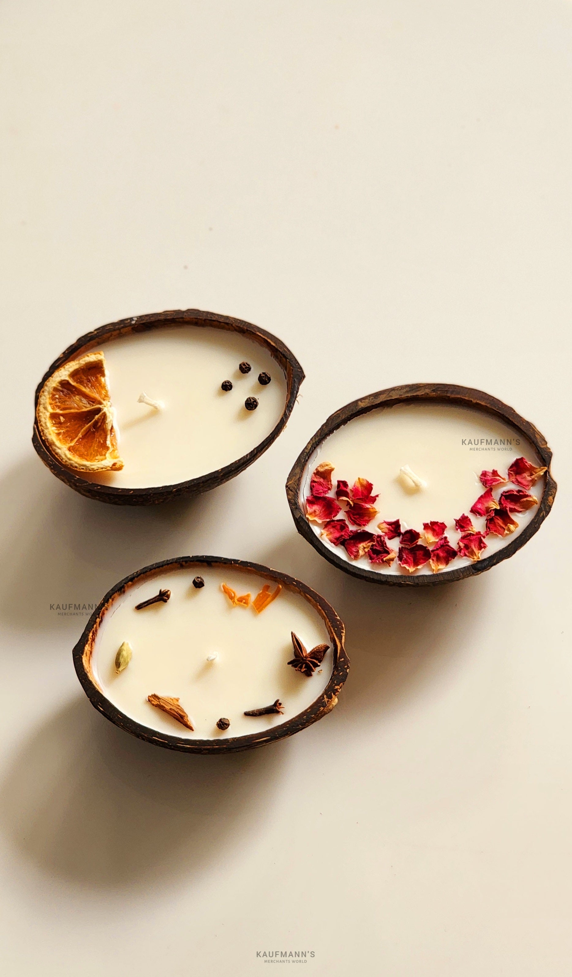 Coconut Shell Scented Candles Combo of 3