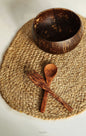 Coconut Shell Bowl with Cutlery